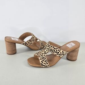 Dolce Vita Maud Leopard Calf Hair Block Heel Sandals Size 8